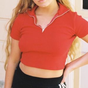 Brandy Melville zip-up crop top